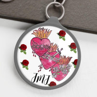 Holy Family Hearts with Roses Keyring Tag