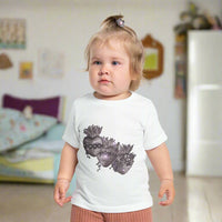 Catholic Baby Clothes: Black and White Holy family Hearts Baby T-Shirt