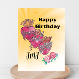 Catholic Birthday Card- Holy family Hearts Birthday Card