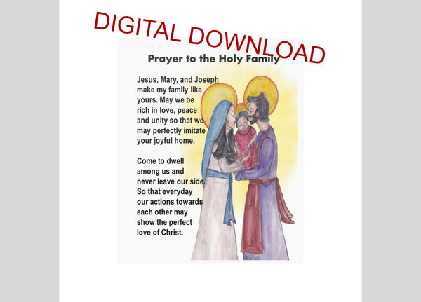 Instant Download Holy Family Prayer Print