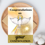 Catholic Confirmation Card for Adults and Kids-Dove Open Wing (Blank Inside)