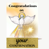 Catholic Confirmation Card for Adults and Kids-Dove Open Wing (Blank Inside)