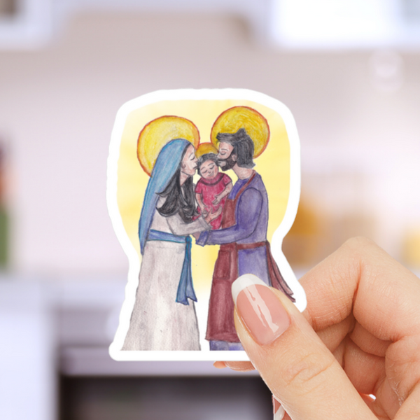 Holy Family Embrace Catholic Stickers