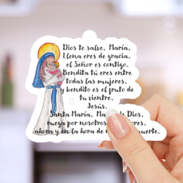 Hail Mary Catholic Stickers in Spanish