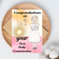 Catholic First Holy Communion Cards for Girls