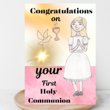 Catholic First Holy Communion Cards for Girls