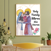 Holy Family, Home House Blessing Catholic Art Print Poster, House Warming Catholic Gift, Virgin Mary Art