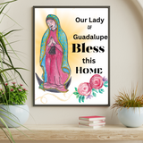 Our Lady of Guadalupe, Home House Blessing Catholic Art Print Poster, House Warming Catholic Gift, Virgin Mary Art