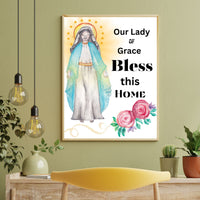 Our Lady of Grace, Home House Blessing Catholic Art Print Poster, House Warming Catholic Gift, Virgin Mary Art