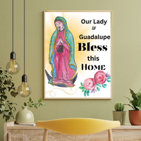 Our Lady of Guadalupe, Home House Blessing Catholic Art Print Poster, House Warming Catholic Gift, Virgin Mary Art