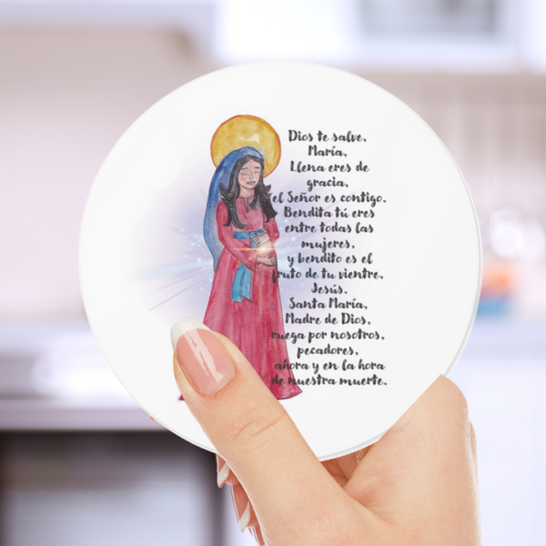 Hail Mary Round Catholic Stickers (Spanish)