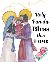 Holy Family, Home House Blessing Catholic Art Print Poster, House Warming Catholic Gift, Virgin Mary Art