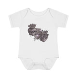 Catholic Baby Clothes: Black and White Holy Family Hearts