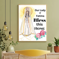 Our Lady of Fatima, Home House Blessing Catholic Art Print Poster, House Warming Catholic Gift, Virgin Mary Art