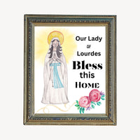 Our Lady of Lourdes, Home House Blessing Catholic Art Print Poster, House Warming Catholic Gift, Virgin Mary Art