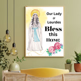 Our Lady of Lourdes, Home House Blessing Catholic Art Print Poster, House Warming Catholic Gift, Virgin Mary Art