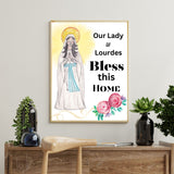 Our Lady of Lourdes, Home House Blessing Catholic Art Print Poster, House Warming Catholic Gift, Virgin Mary Art