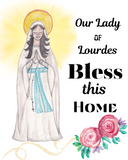 Our Lady of Lourdes, Home House Blessing Catholic Art Print Poster, House Warming Catholic Gift, Virgin Mary Art