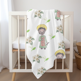 St. Joseph the Worker Among the Lillies-Catholic Baby Swaddle Blanket