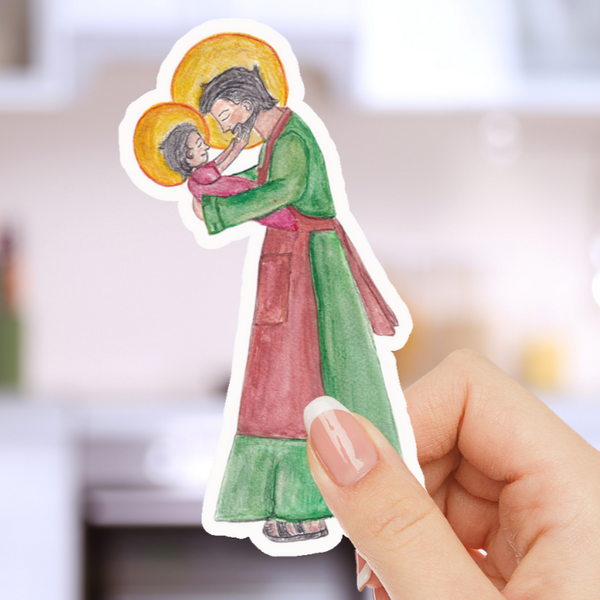 St. Joseph Holding Jesus Catholic Stickers