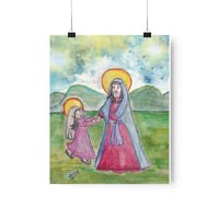 St. Anne Mother of the Virgin Mary, St. Anne and Mary Watercolor Art Print-Modern Catholic Art-Contemporary Original Art-Catholic Home Decor