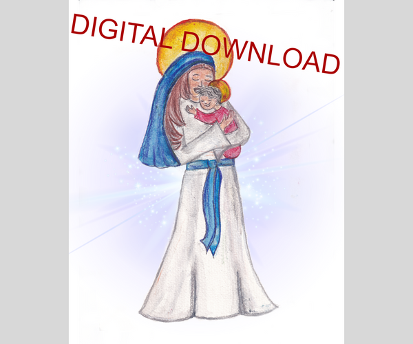 INSTANT DOWNLOAD Madonna and Child/Jesus and Mary Art Print - 8x10 Print