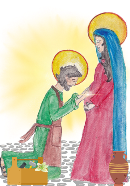 INSTANT DOWNLOAD St. Joseph and Mary, Holy Family Art Print - 8x10 Print