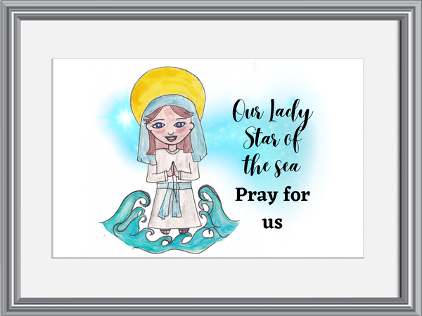 Stella Maris Star of Sea-Catholic Baby Nursery Decor Wall Art for Baby Room Watercolor Print