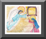 The Annunciation Watercolor Wall Art Print-Modern Catholic Art-Contemporary Original Art-Catholic Home Decor