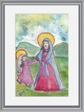 St. Anne Mother of the Virgin Mary, St. Anne and Mary Watercolor Art Print-Modern Catholic Art-Contemporary Original Art-Catholic Home Decor