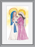 The Visitation, Virgin Mary and Elizabeth Watercolor Art Print-Modern Catholic Art-Contemporary Original Art-Catholic Home Decor