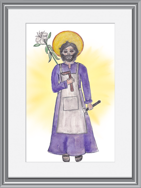 St. Joseph the Worker, St. Joseph Watercolor Art Print-Modern Catholic Art-Contemporary Original Art-Catholic Home Decor