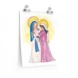 The Visitation, Virgin Mary and Elizabeth Watercolor Art Print-Modern Catholic Art-Contemporary Original Art-Catholic Home Decor